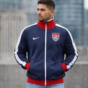 Nike USA Soccer Track Jacket Men’s Small Navy Red Zip Olympic Style